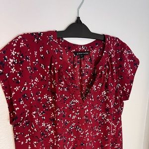 Great maroon blouse with tiny flowers.